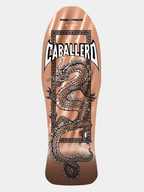 Powell Peralta Caballero Skateboard deck with gold Chinese Dragon and 'Caballero' branding.