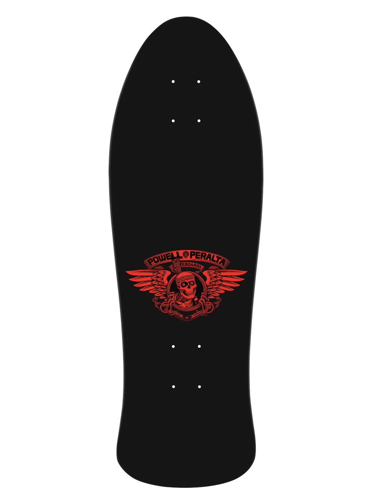 Powell Peralta Steve Saiz skateboard deck in black with red 'Powell Peralta' branding.