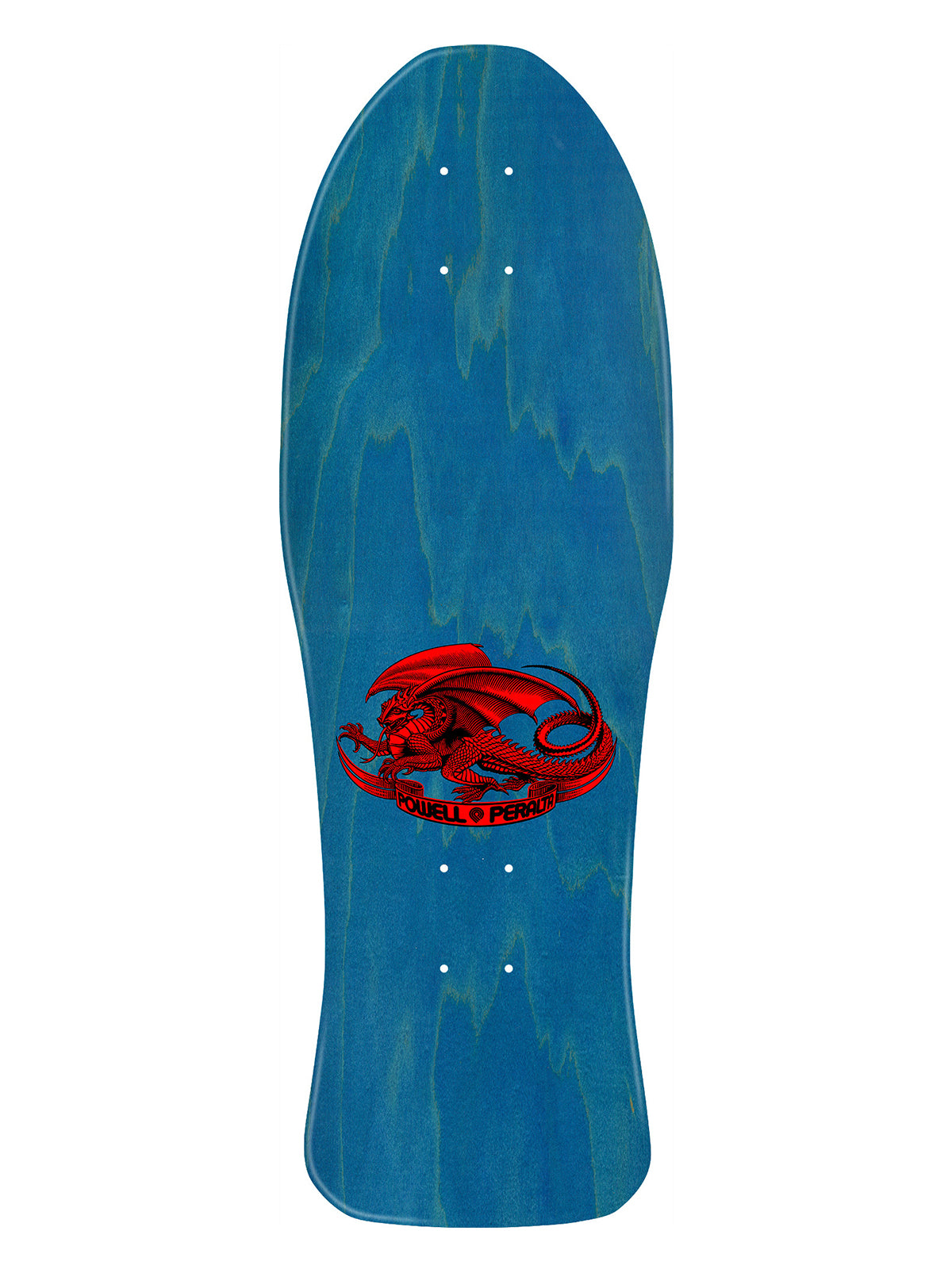 Powell Peralta Steve Caballero Chinese Dragon Skateboard Deck turquoise wood stain. 'POWELL PERALTA' VC Johnson Dragon logo in Red.