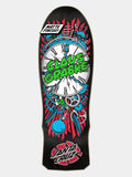 Santa Cruz skateboard deck featuring a black background with a large clock graphic, green 'Claus Grabke' text, red and blue graffiti-style details, and a Santa Cruz logo near the tail.