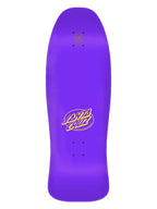 A purple skateboard deck with a yellow and white 'Ana Luba' logo in the center, shown against a plain white background.
