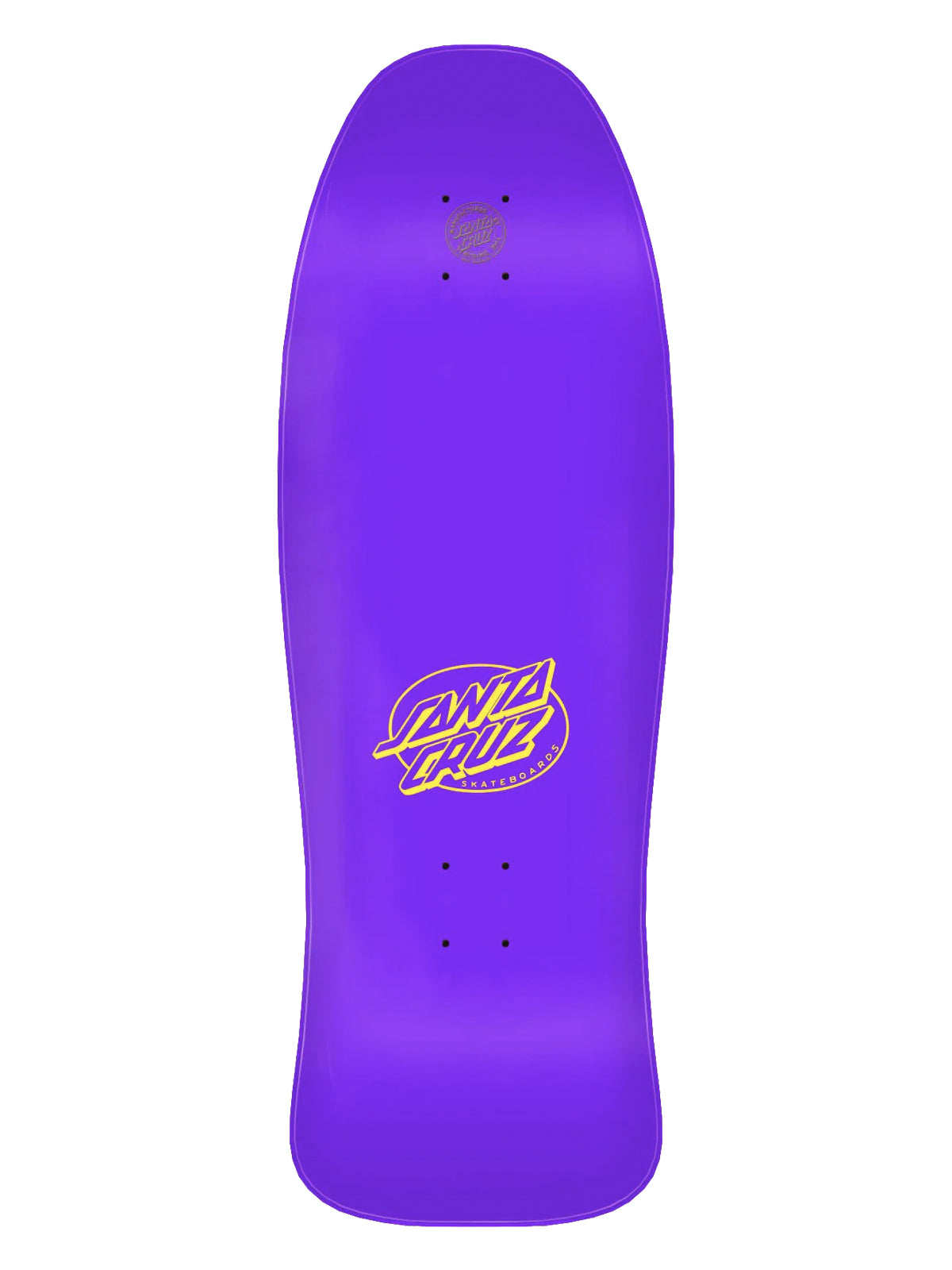 A purple skateboard deck with a yellow and white 'Ana Luba' logo in the center, shown against a plain white background.