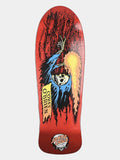 Santa Cruz Ghost x Orrin Griffin skateboard deck featuring a red background with a black and blue hooded figure, a yellow flame, and a Ghost graphic, shown on a light gray background.