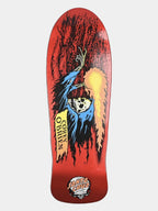 Santa Cruz Ghost x Orrin Griffin skateboard deck featuring a red background with a black and blue hooded figure, a yellow flame, and a Ghost graphic, shown on a light gray background.