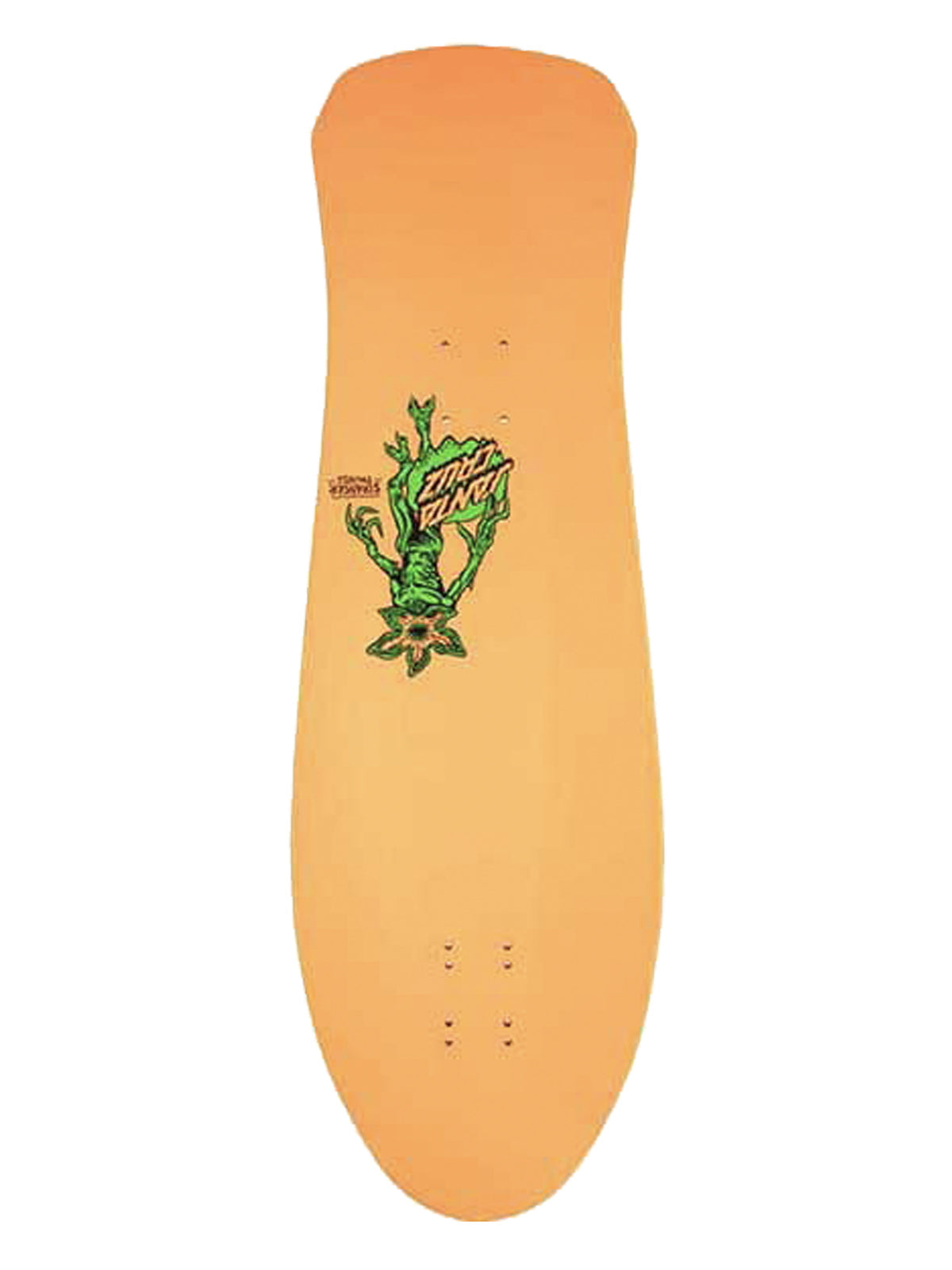 An orange skateboard deck featuring a green 'Grunt Style' graphic in the center, displayed against a solid white background.