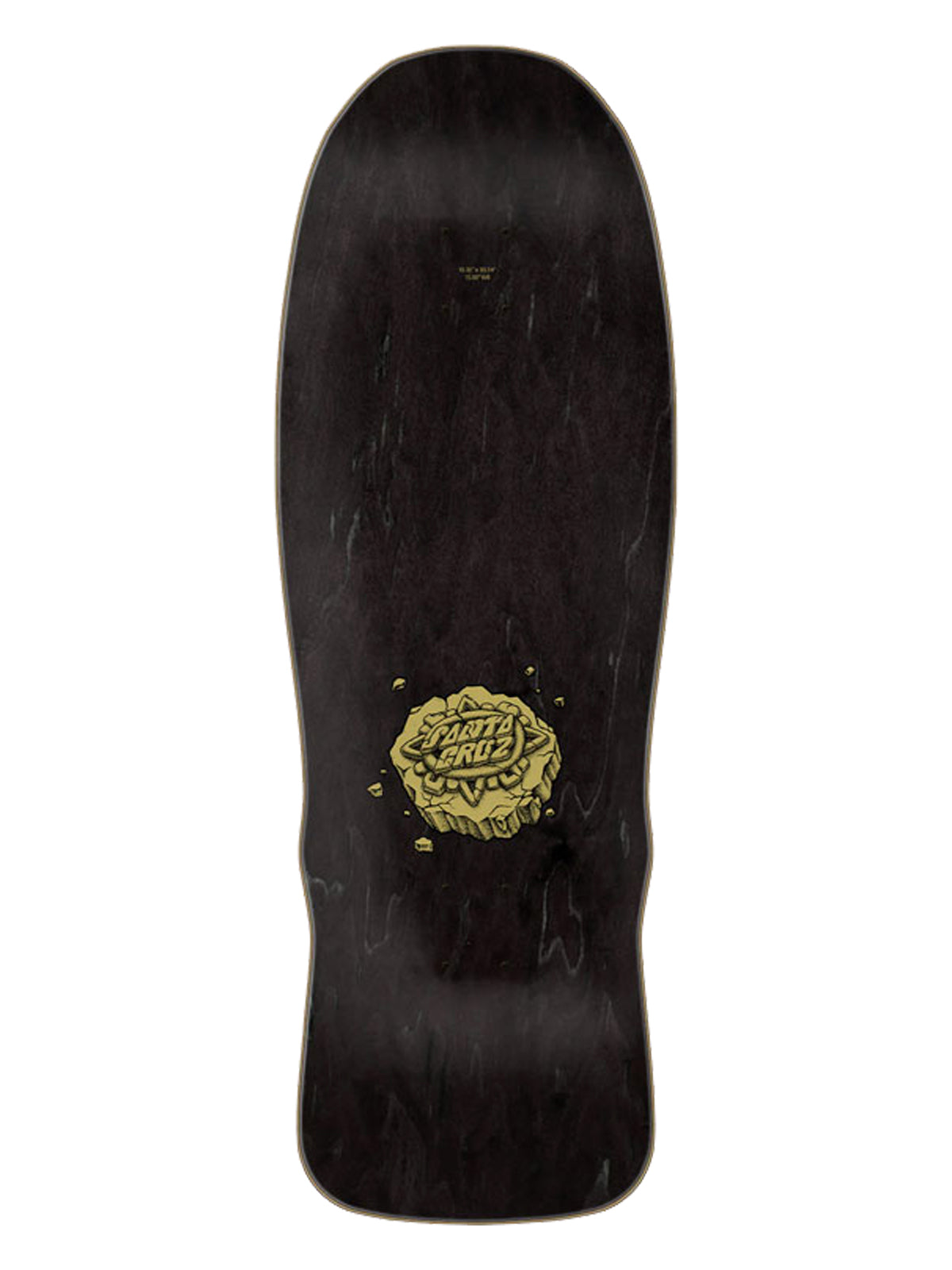 A black skateboard deck with a gold 'Mighty Big' logo printed near the center, shown against a plain white background.