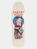 World Industries Heritage Division Jeremy Klein Black Eye Kid Slick reissue old school skateboard deck. Bottom graphic features Marc McKee's 1991 cartoon illustration of a bruised kid with a black eye on a beige transition shape.